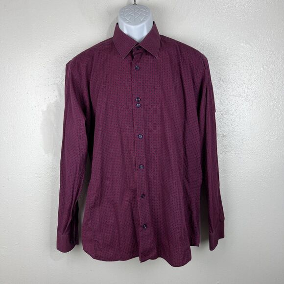 A21 Button Down Shirt Men Large Grey Pink Long Sleeve Graphic Cotton Casual - Picture 13 of 13